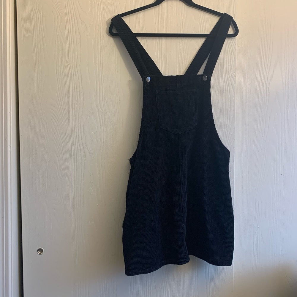 Black Corduroy Overall Dress